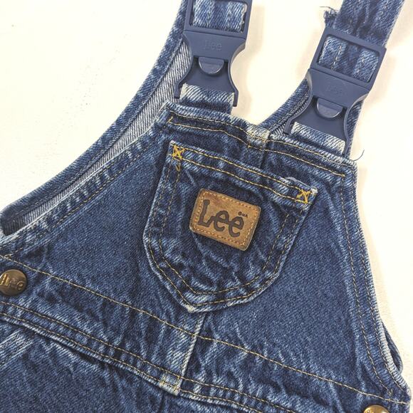 Vintage Lee Overalls Children's Size 18m Denim Leather Patch Classic - Picture 2 of 5